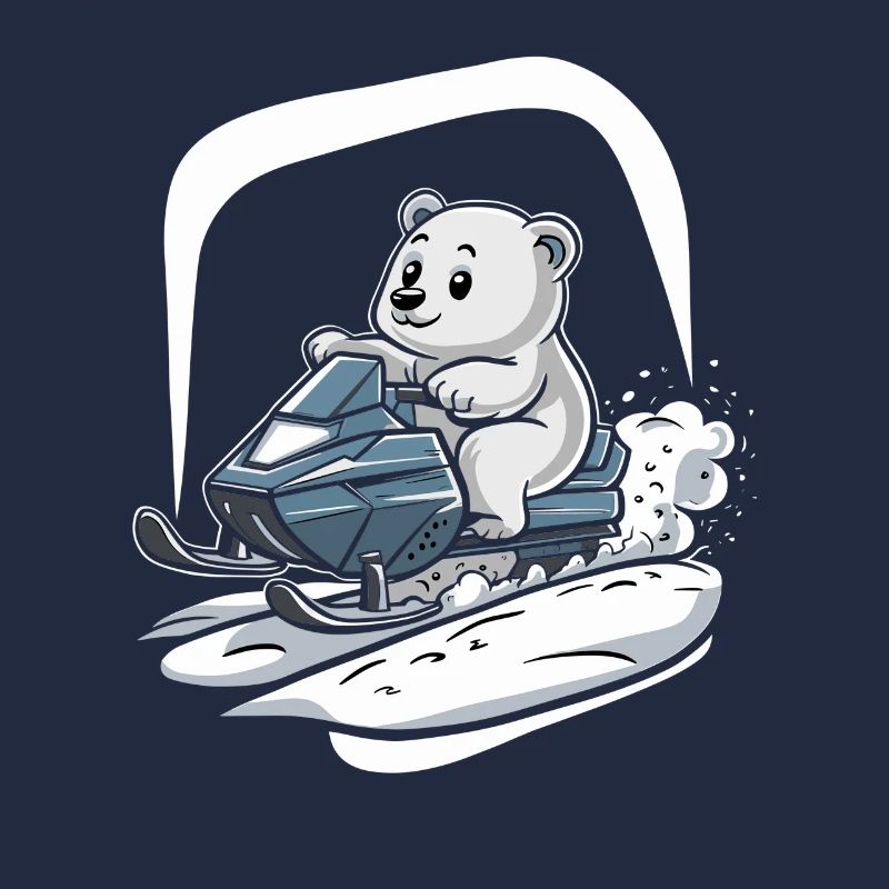 Polar Bear on Snowmobile Adventure