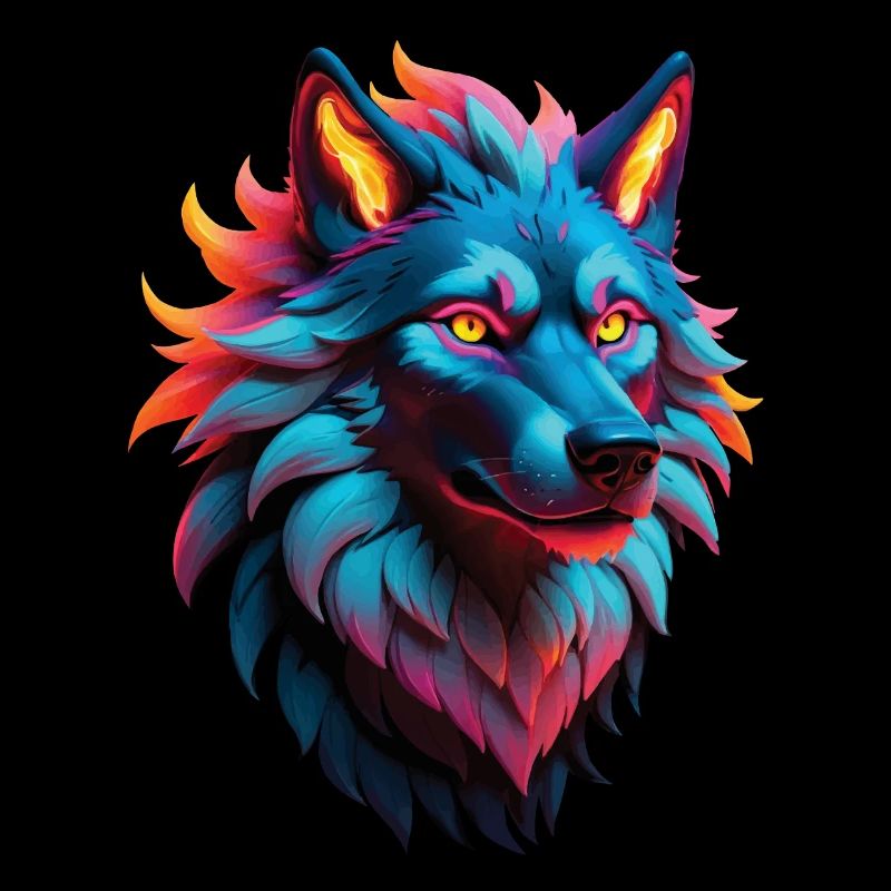 Wolf Liebhaber Wildtier Kunst Wolf Bunt Tier