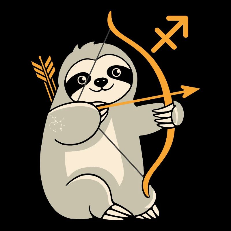 Sagittarius Zodiac Sloth Motif Funny