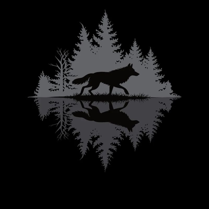 Loup dans la forêt sombre