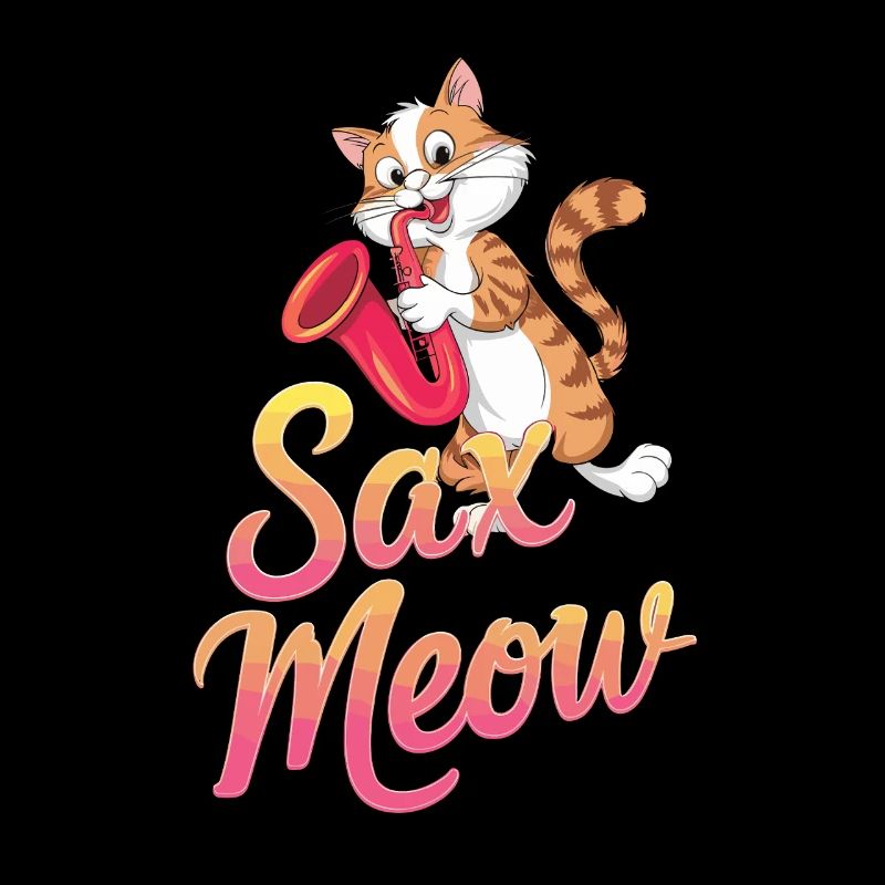Sax Meow Chat Jouant Du Saxophone Drôle
