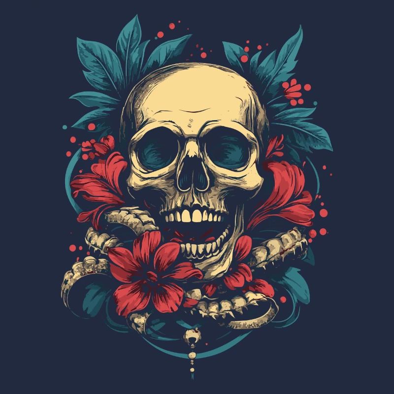 Crâne tropical avec des fleurs