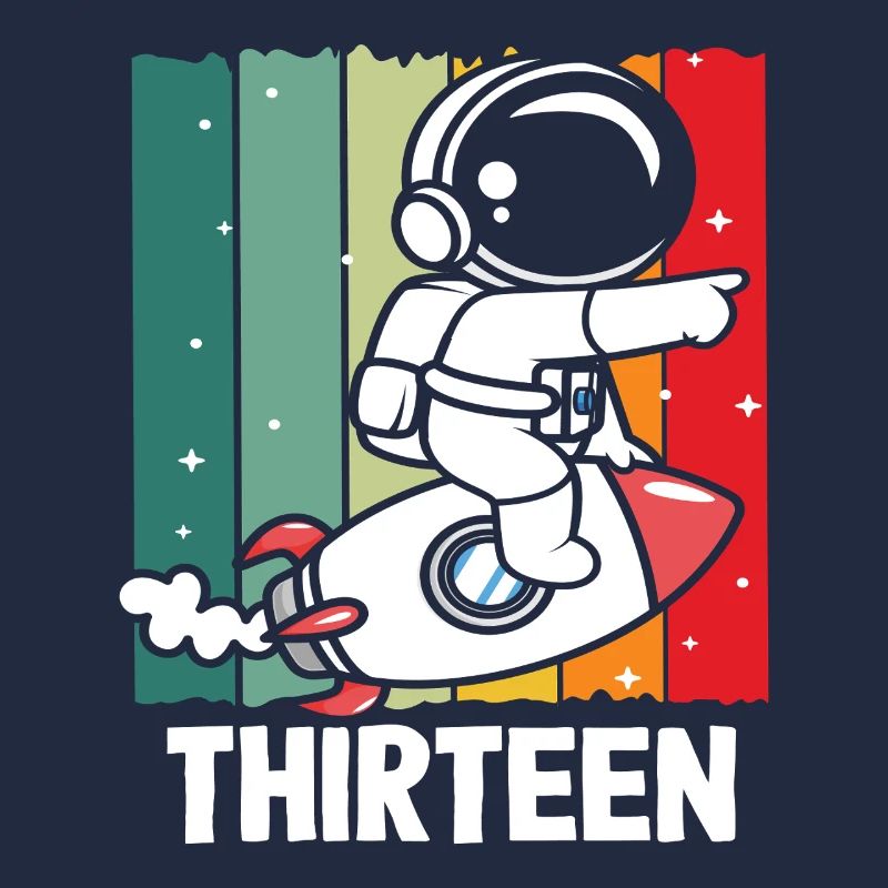 Astronaut Rocket Thirteen Retro Design