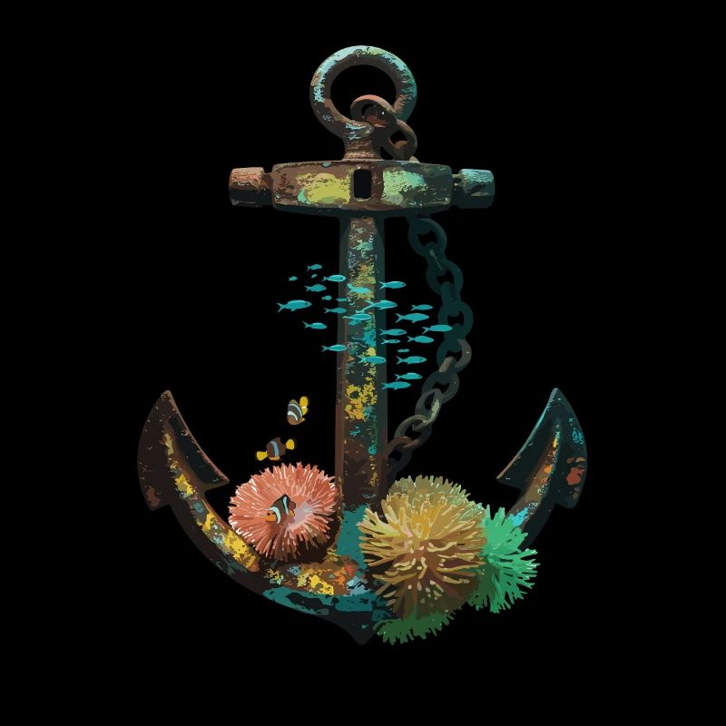 Maritimer Anker Mit Korallen Und Fischen