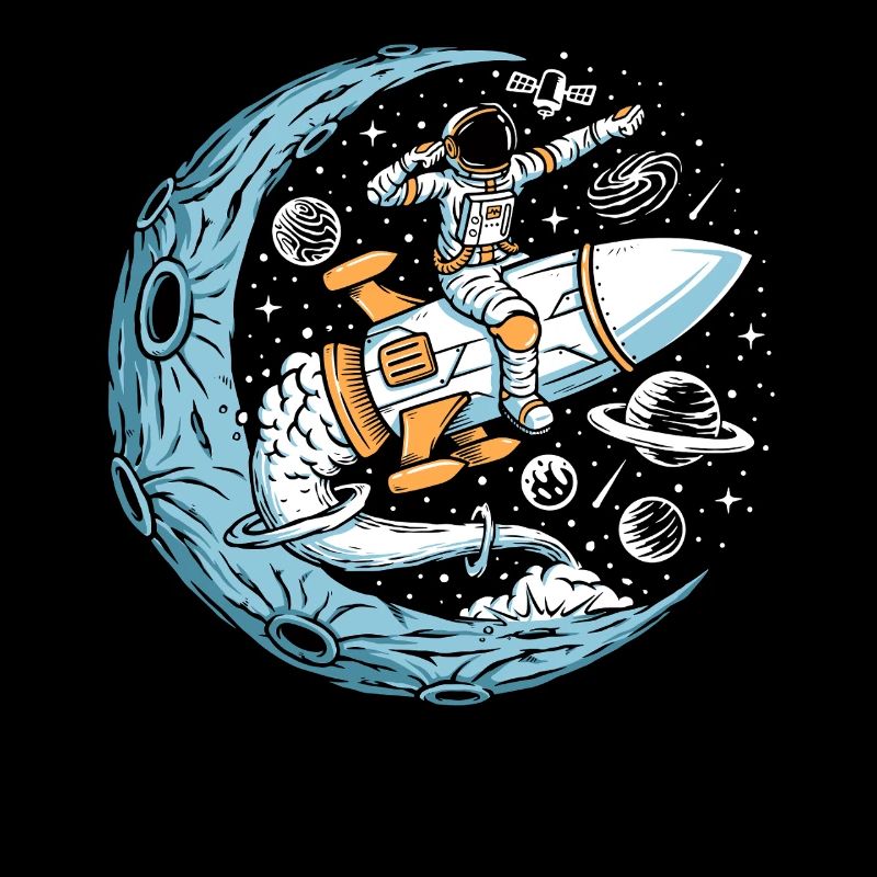 Astronaut Riding a Rocket in Space