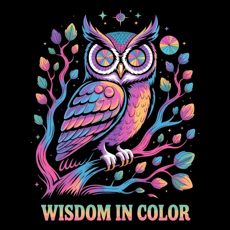 Sagesse vibrante du hibou dans la conception des couleurs
