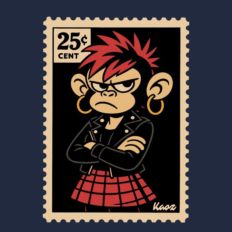 Punk Affe Mädchen im Briefmarken Look