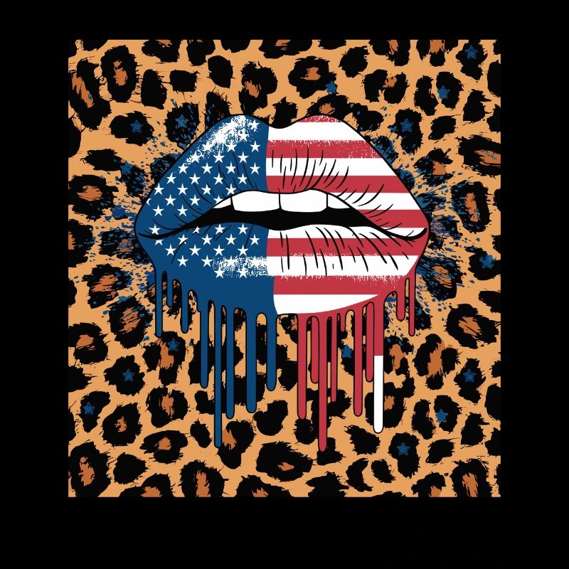 Leopard Lippen mit USA Flagge