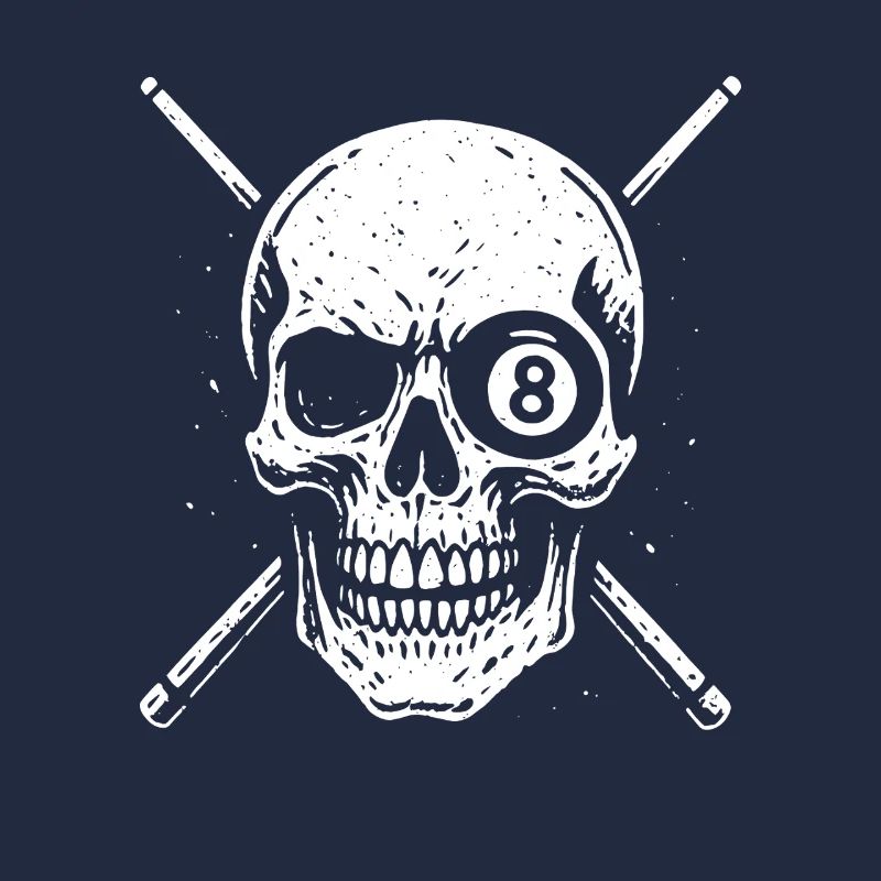 Eight Ball, Skull, Billiard Player Gift