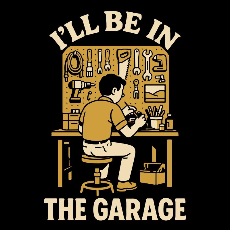 Bin in der Garage Handwerker lustig Schrauber