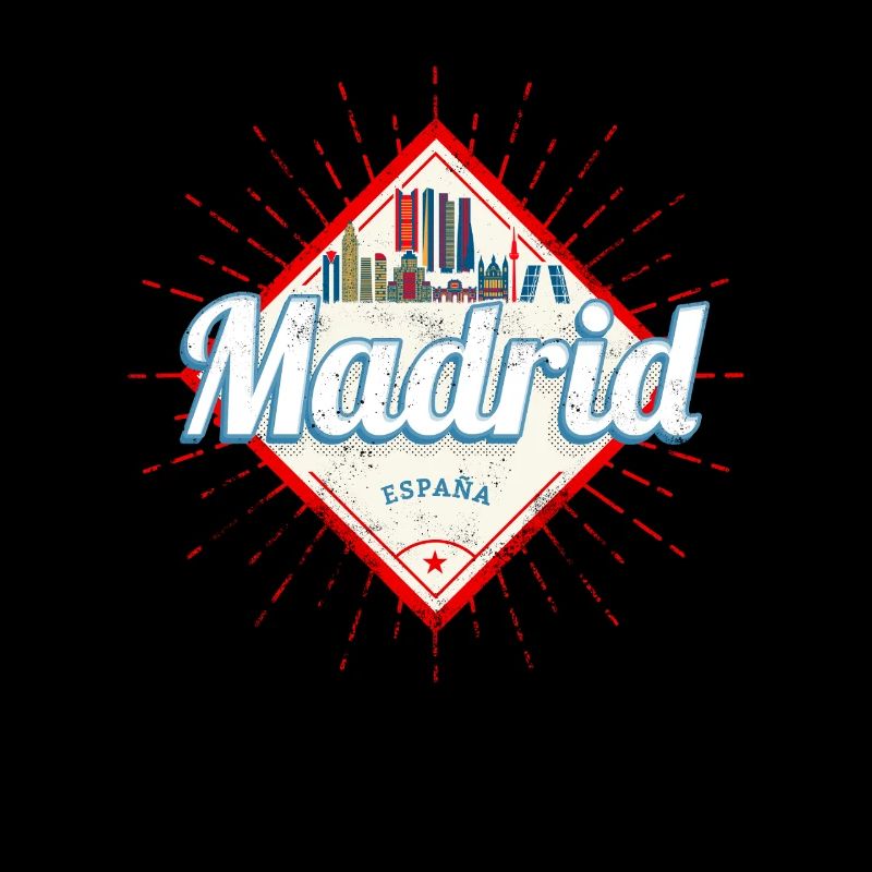 Madrid Capital Spain Retro Skyline Souvenir