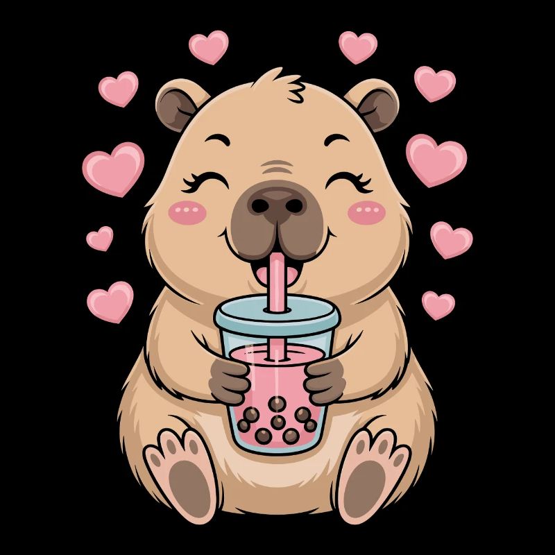 Kawaii Bubble Tee Capybara Boba Tee