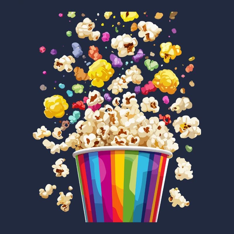 Colorful Popcorn Explosion From Rainbow Mug