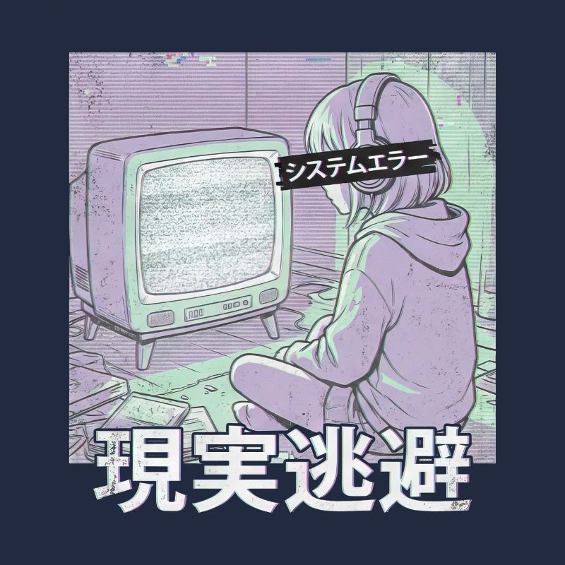 Erreur de système de bug esthétique Anime Girl Vaporwave