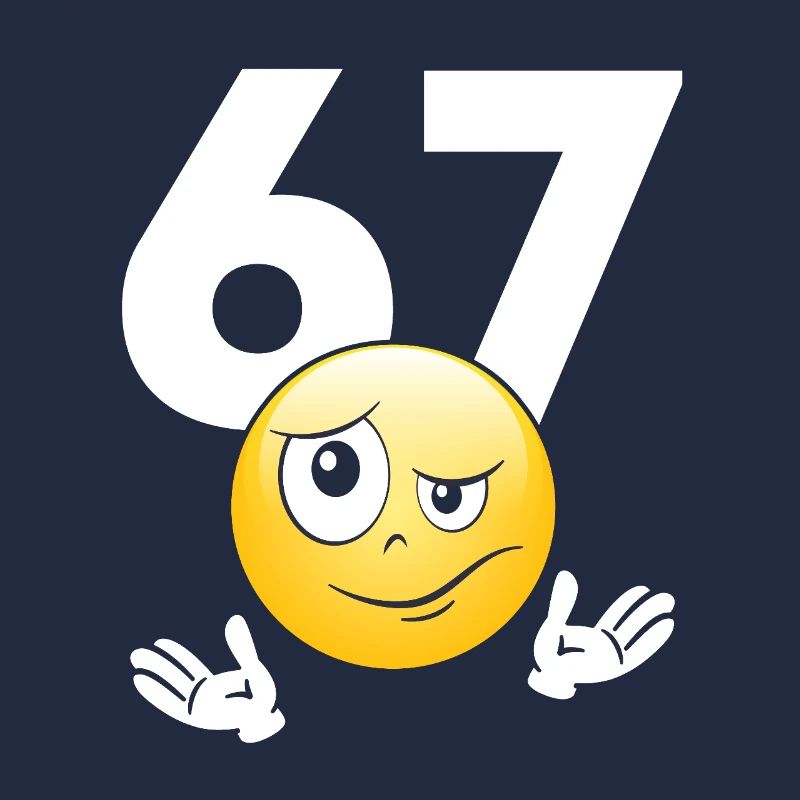 Numer 67 z emotikonem