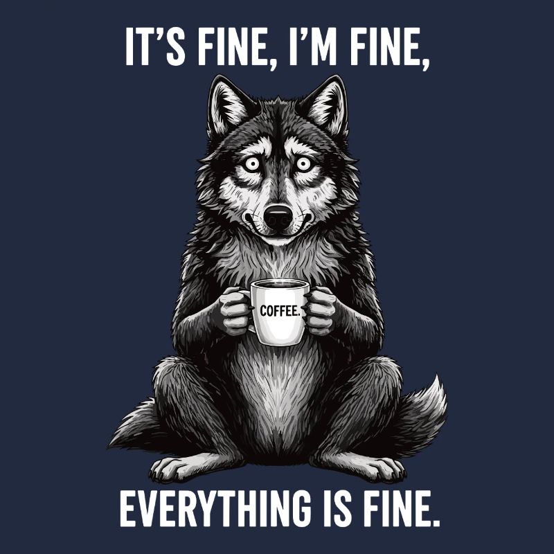 Its Fine Im Fine Kaffee Wolf Humor