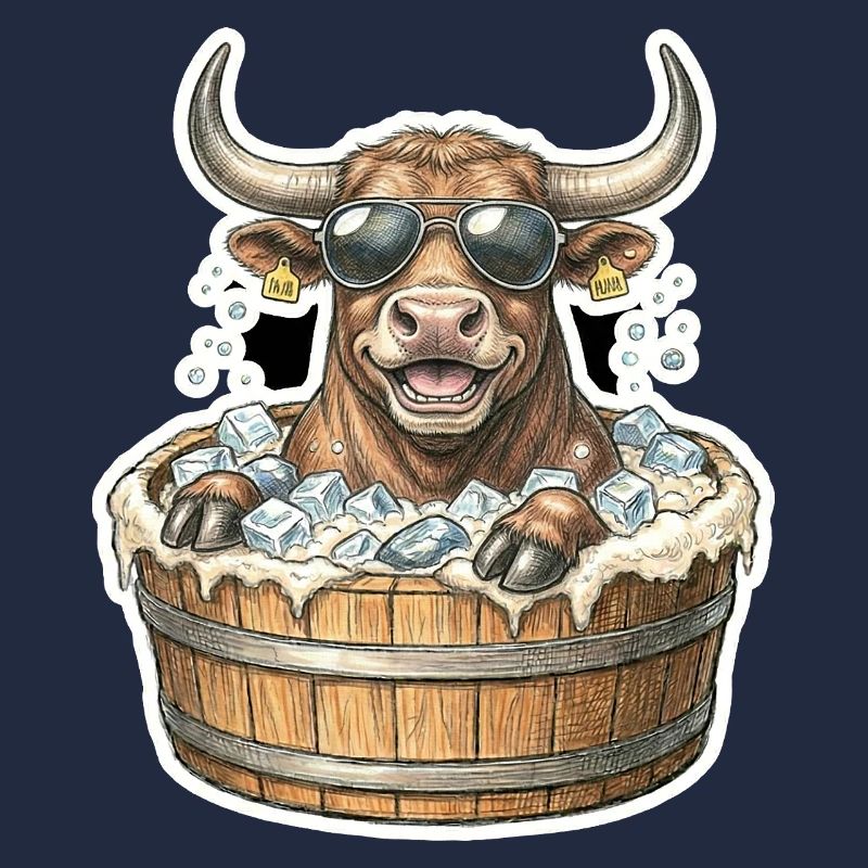 Eisbaden Bulle Stier Kuh