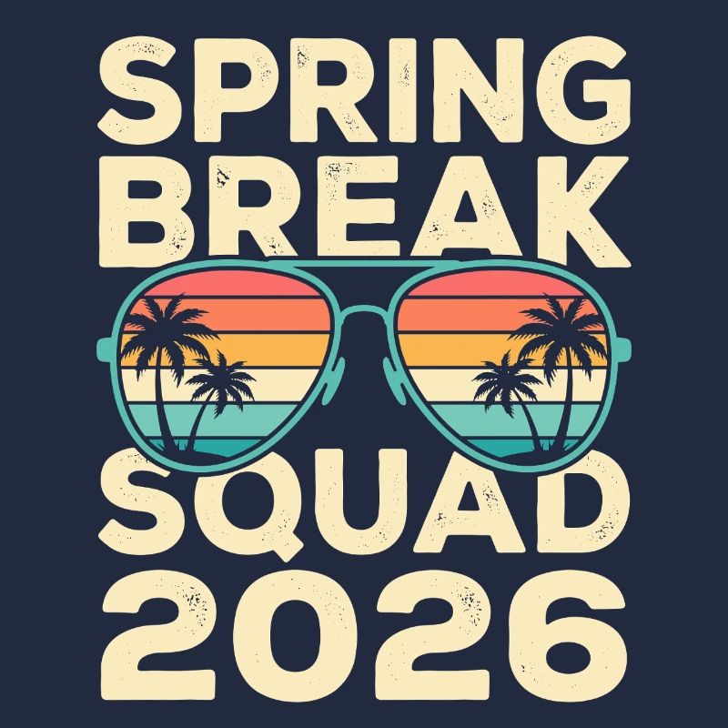 Spring Break Squad 2026 Retro Palmen Design