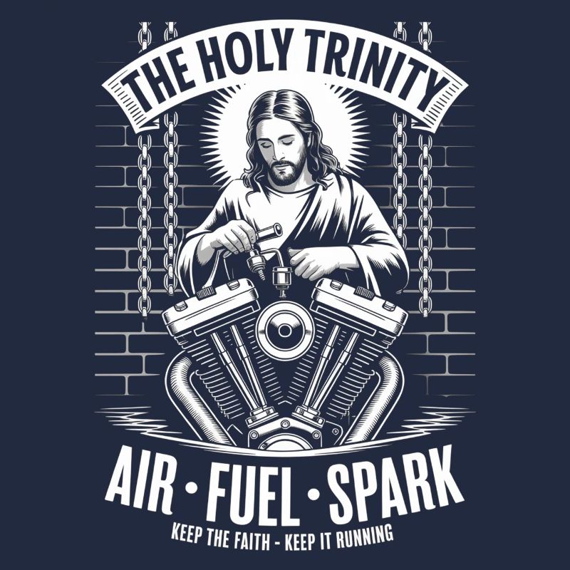 Holy Trinity Motorcycle Engine Art