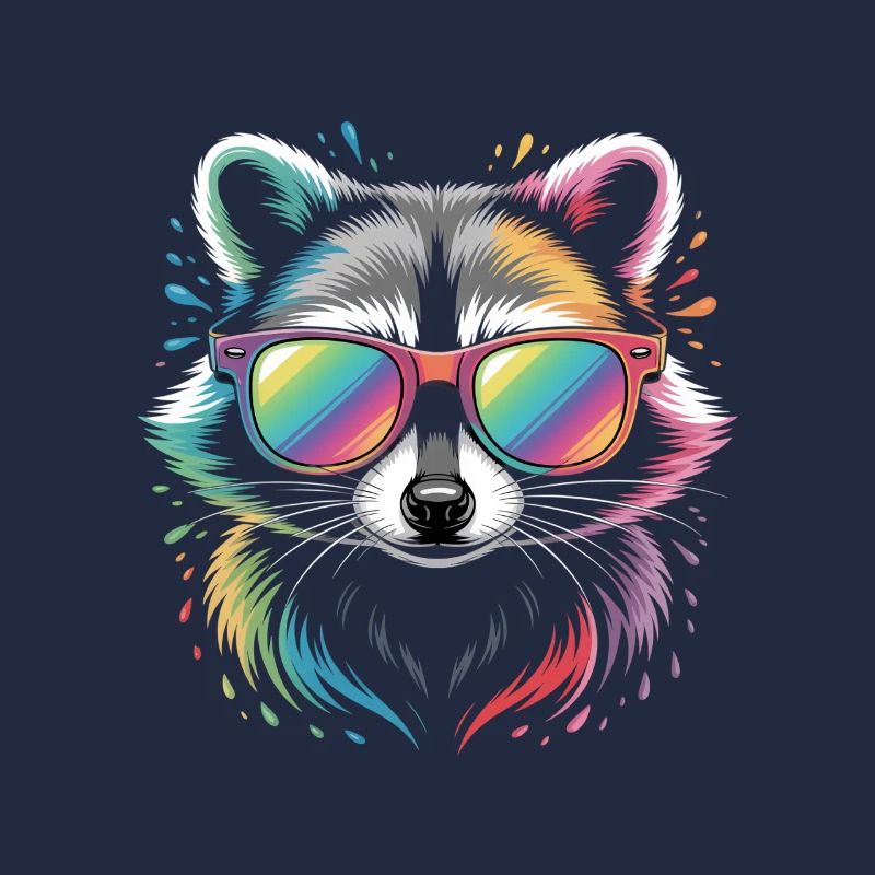 Bunter Waschbär Wasserfarben Spritzer