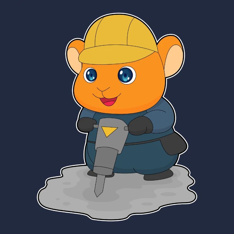 Hamster Bauarbeiter Presslufthammer Baustelle