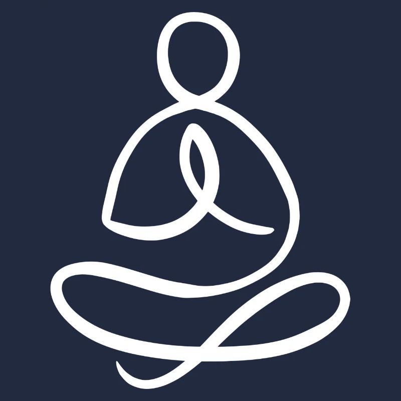 Meditating man, white line style