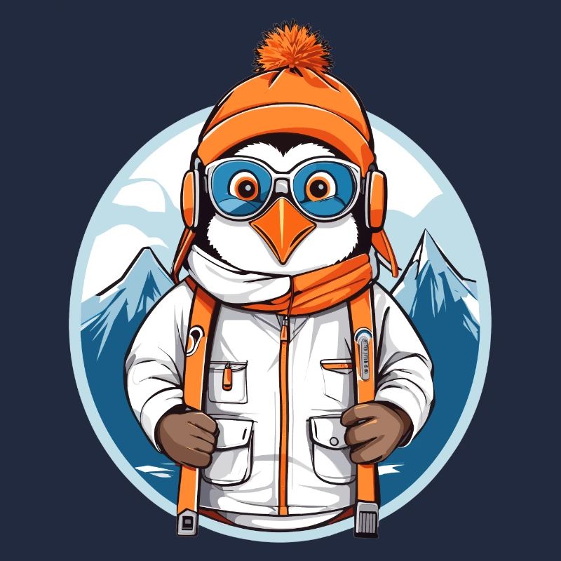 Cute penguin with wool hat