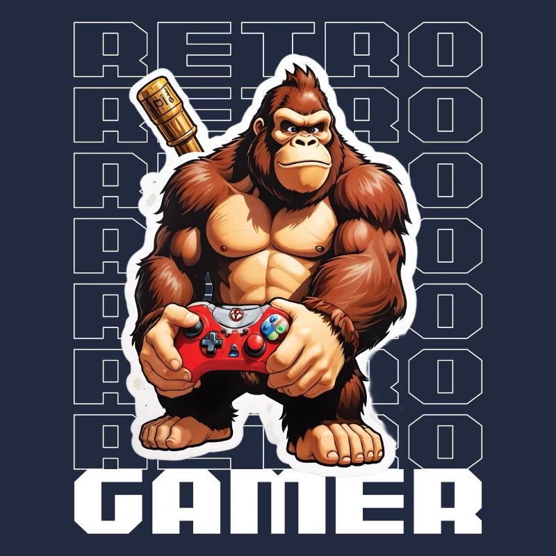 Retro Gamer Gorilla with Controller Console Games