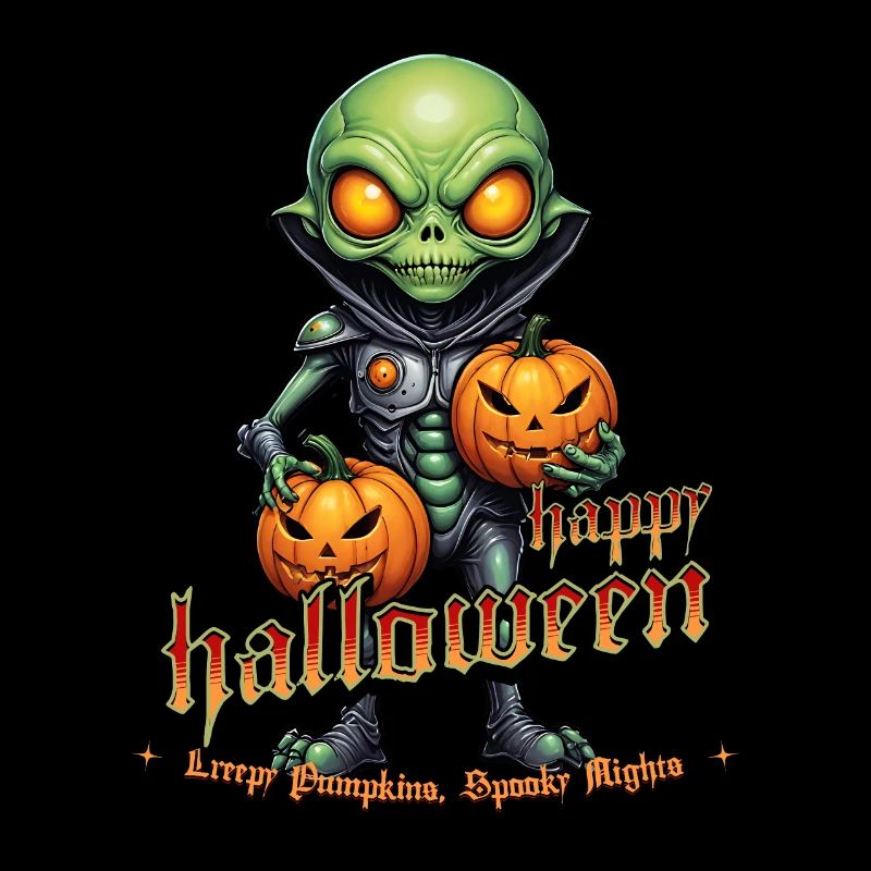 Alien mit Kürbisköpfen Halloween