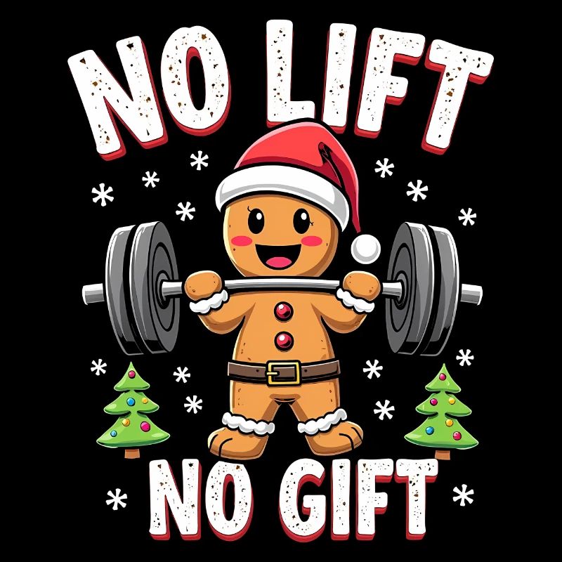 No Lift No Gift Bodybuilder Gingerbread Man Gym