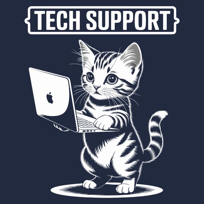 Support technique amusant, chat mignon, informatique ironique