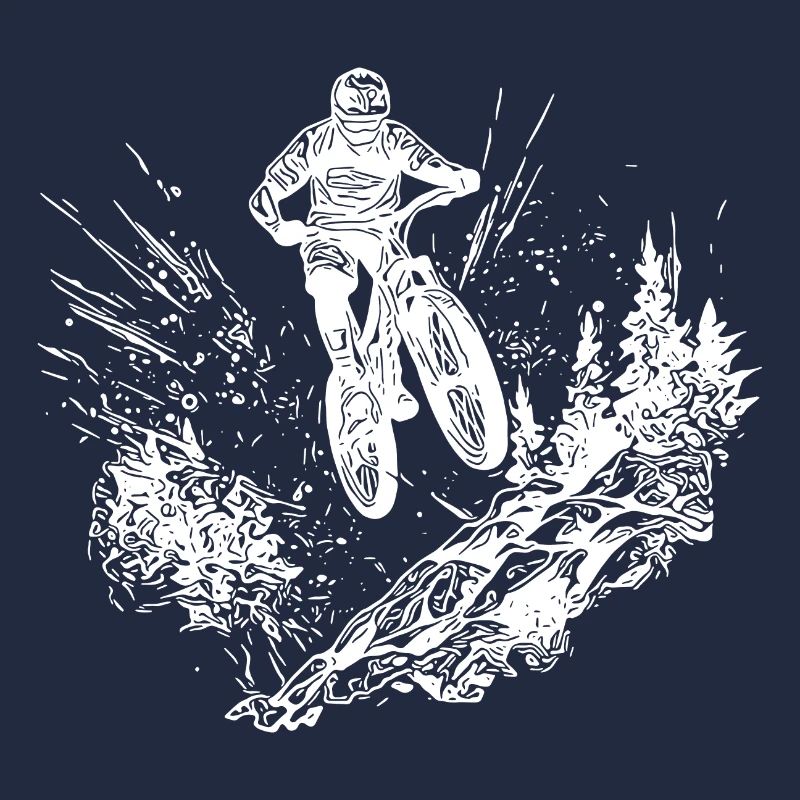 Mountainbiker mit Fahrrad den Berg hinauf