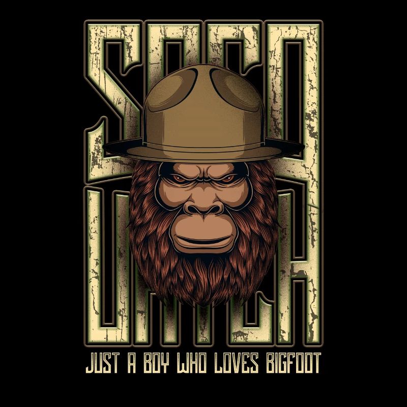 Nur ein Junge, der Bigfoot Sasquatch liebt