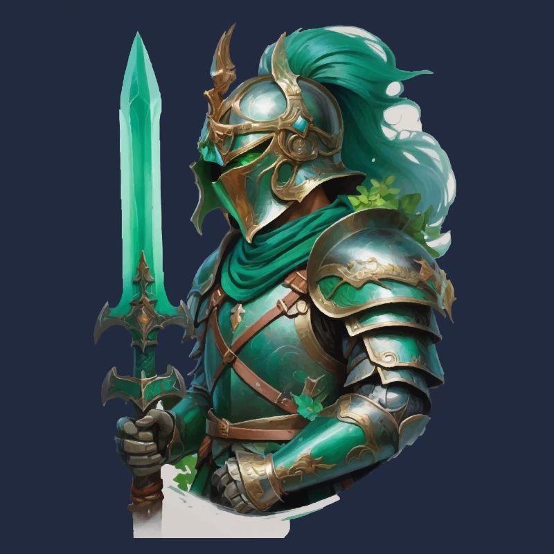 Armored knight dressed in bright green