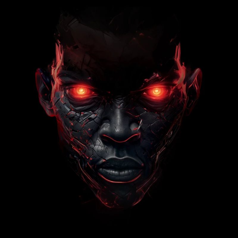 Mystical Face with Glowing Eyes