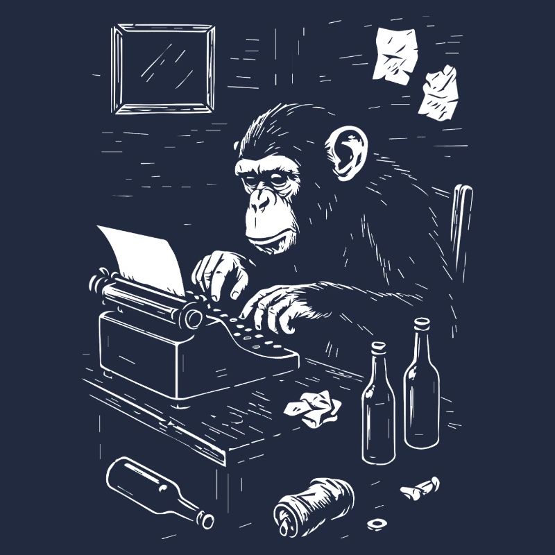 Ape Typist on Vintage Typewriter