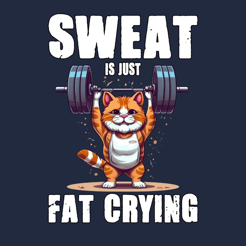 Lustige Katze Workout Sweat Is Just Fat Crying