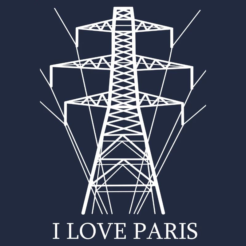 Ironisch Ich liebe Paris Eiffelturm als Strommast