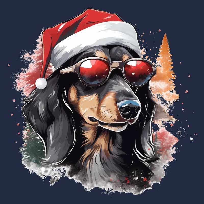 Chien de Noël teckel dans la neige
