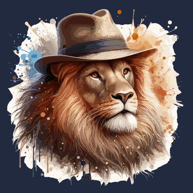 Lion with Hat: Majestic Elegance