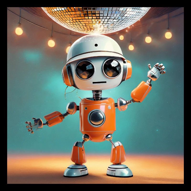 cute little robot – is dancing at a party