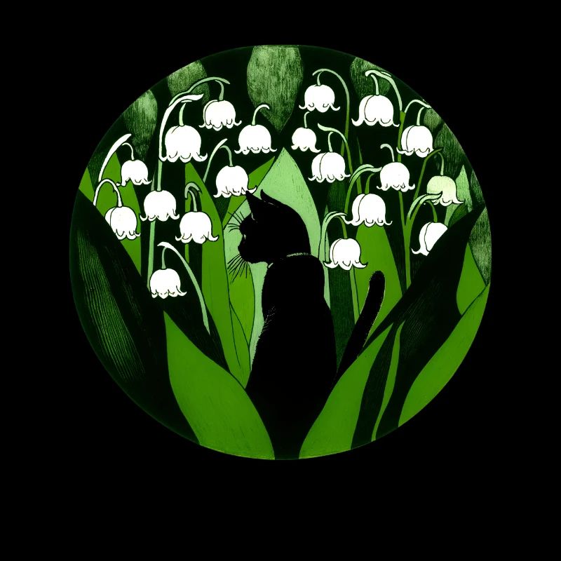 Chat noir muguet de la vallée
