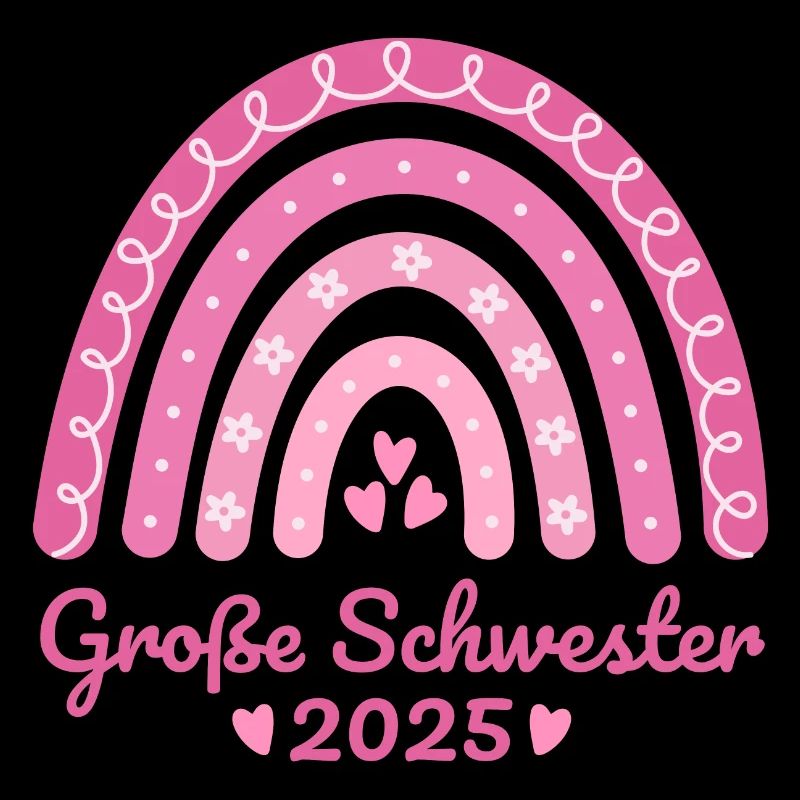 Boho Regenbogen rosa Große Schwester 2025