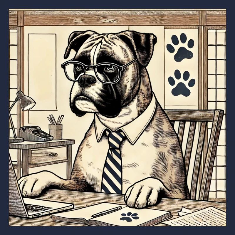 Boxer au bureau - style ukiyo-e