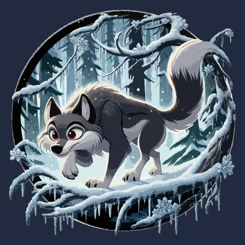 Wolf im eisigen Wald