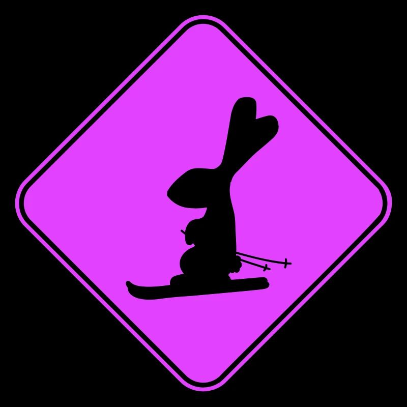Rabbit Warning Sign Ski Bunny Skiing Skiing