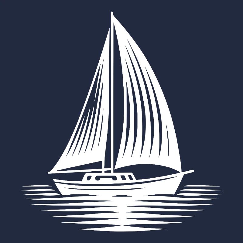 Dashing sailboat on course in calm waves