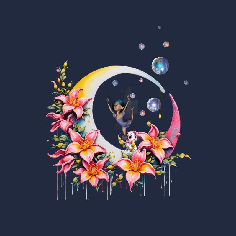 Fée dansant sur la lune