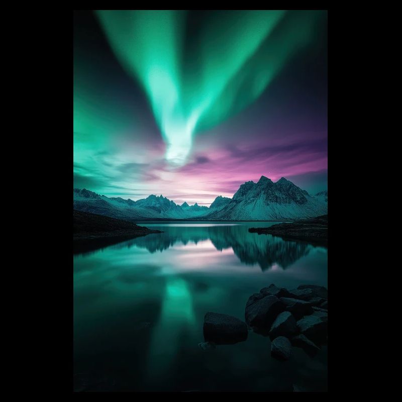 Polarlichter über arktischen Gipfeln