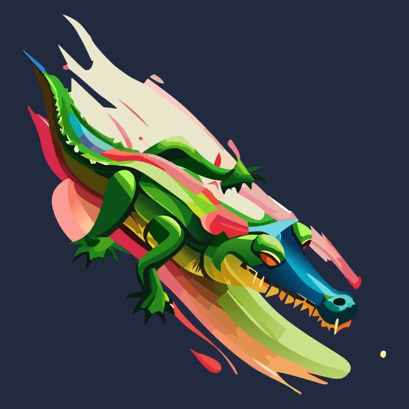 Krokodil surft auf Farbe